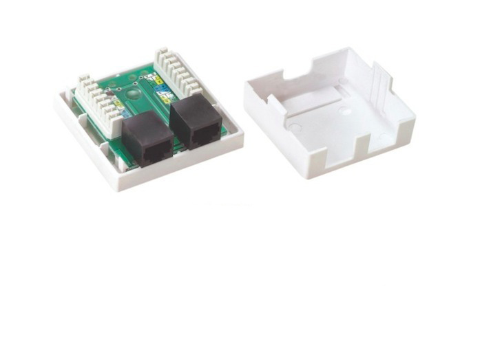 厂家直销RJ45桌面盒 超五类 六类双口白色桌面盒RJ45模块防尘