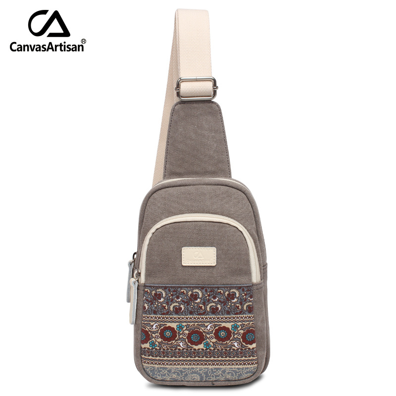 2019 new pattern Ethnic style Canvas bag Chest pack fashion man Diagonal package The single shoulder bag Retro Chest pack On behalf of