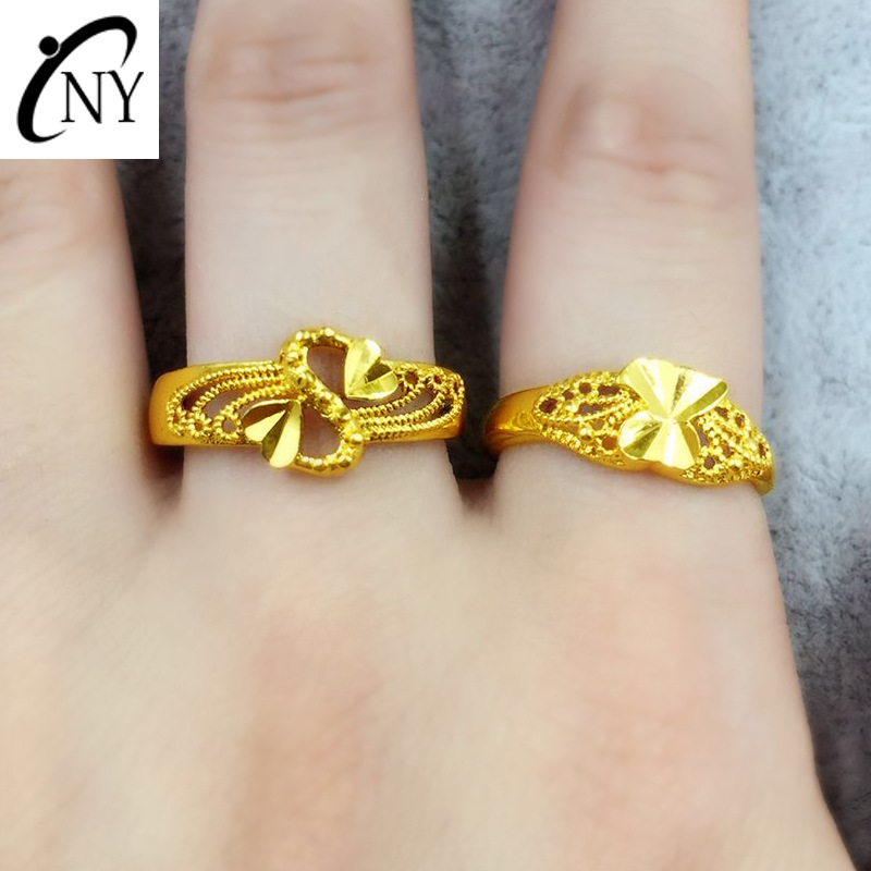Supply lady new pattern Double Heart Hollow Ring brass Gold-plated Jewelry gold jewelry Ring