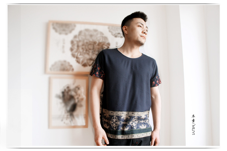 藏藍色民族風短袖 750+500 3