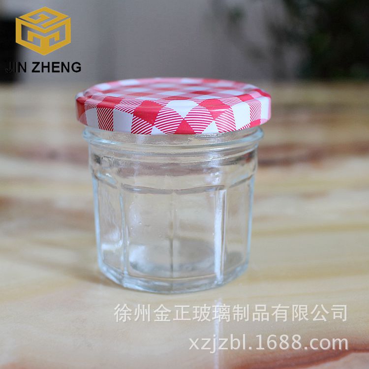 厂家提供多容量条纹款玻璃瓶广口瓶100ml储物罐密封瓶