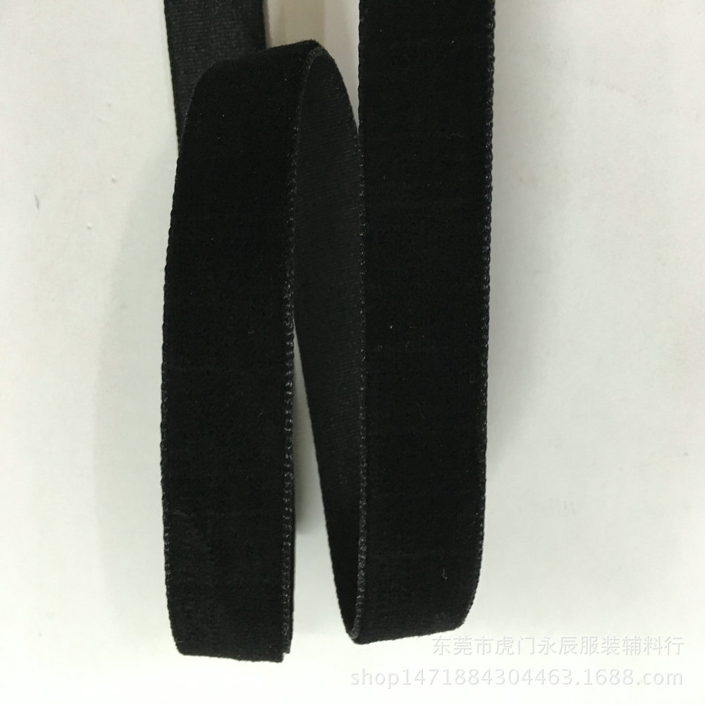 永辰厂家尼龙黑白单面丝绒植绒带 装饰包装箱包带 服装服饰带