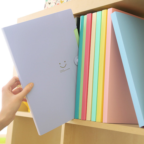 Love's Smile 5-fold folder plastic A4 file bag information folder test paper clip storage bag accordion bag wholesale