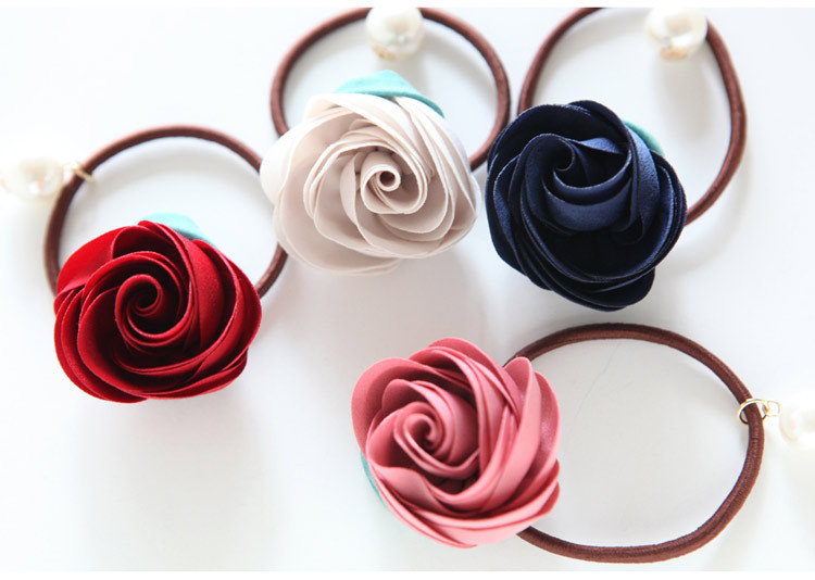 Fashion Flower Cloth Handmade Hair Tie 1 Piece7