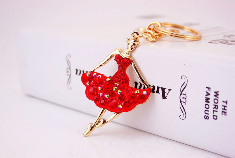 34g Weight Bag Charms Bag Accessories Type Rhinestones Inlay Material Alloy Material Human Pattern Kuxi Ornament Alloy Rhinestone Ballet Girl Car Key Ring Women Bag Accessories Key Chain Small Gift 6