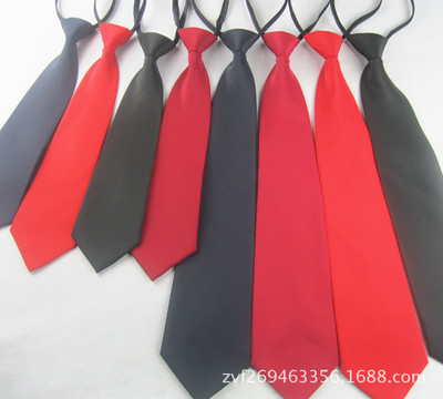 厂家直销方便懒人易拉得男士商务正装女士红色免打结拉链活动领带|ru