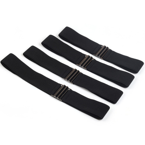 Black wide belt for women Korean style simple and versatile women's elastic waistband with down jacket Women's alloy buckle skirt belt