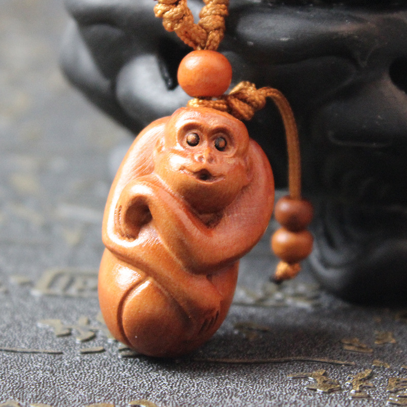 汽車(chē)鑰匙扣 花梨木鑰匙扣掛件木雕刻鑰匙扣 猴年禮品 R164-10