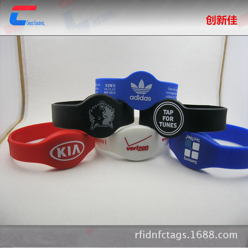 无源13.56mhz高频闭环硅胶篮球运动，rfid企业校园活动手腕带