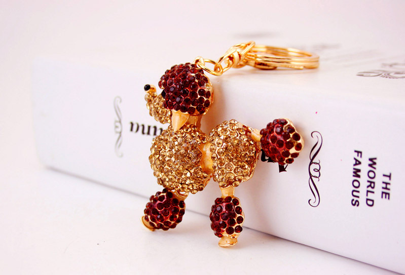 43g Weight Alloy, Metal Material Animal Pattern Unisex Gender Coffee, Pink, Purple, Blue Color Poodle Dog Car Keychain 6