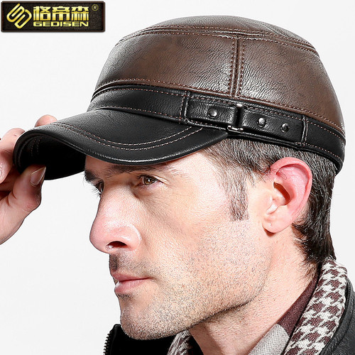 Elegant European and American Fashion Men's Duckbill Cap Flat Cap with Fleece Warm Hat Import Leather Hat Amazon AliExpress