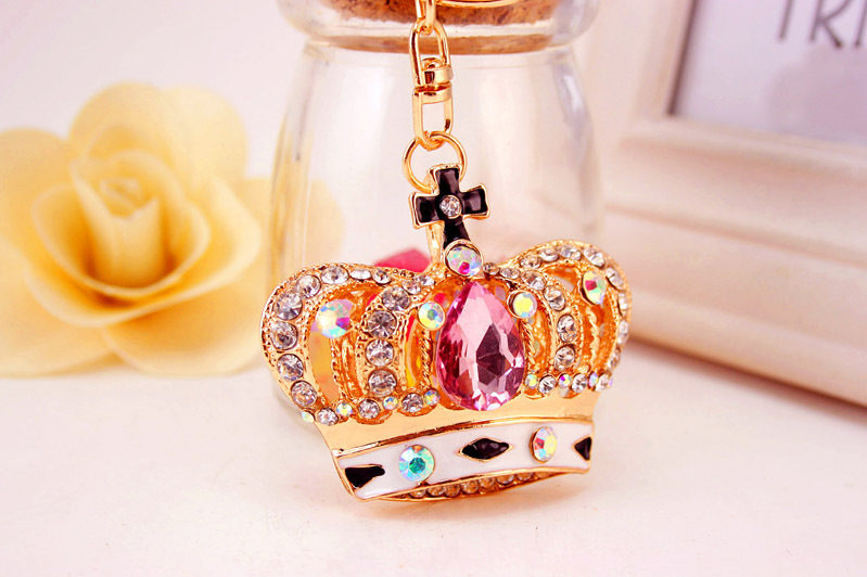 Korean Diamond Gemstone Crown Women's Car Metal  Key Chain display picture 7