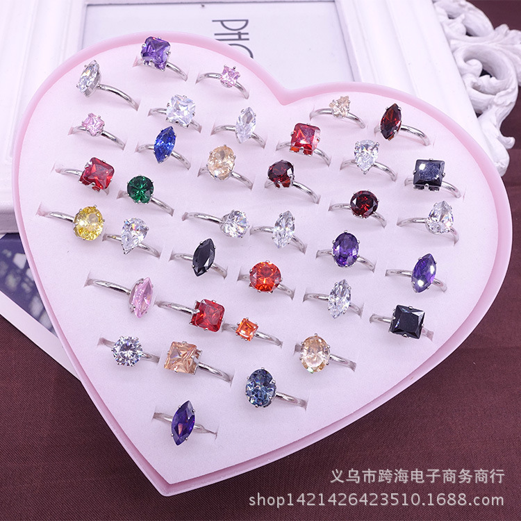 Yiwu jewelry Korean popular color zircon ultra-fine ring one dollar commodity wholesale 10 yuan boutique hot sale