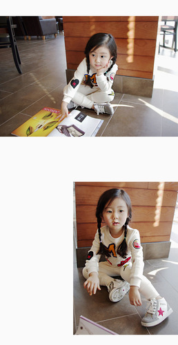  spring foreign trade children's clothing wholesale girls Korean style children's suit round neck long-sleeved sweatshirt two-piece set factory direct sale