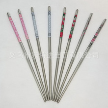 热销不锈钢筷子快餐螺纹贴花筷学校食堂消毒筷子