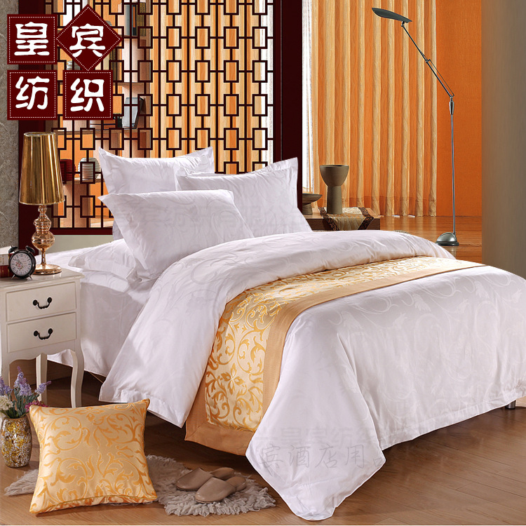 厂家批发五星级酒店宾馆布草床上用品高档提花加厚被套全棉四件套|ms