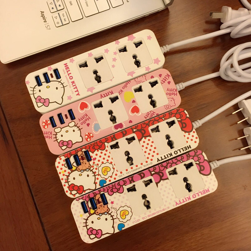 Creative Hello kittyUSB socket plug connection board power board plug smart travel cartoon outlet, style random7