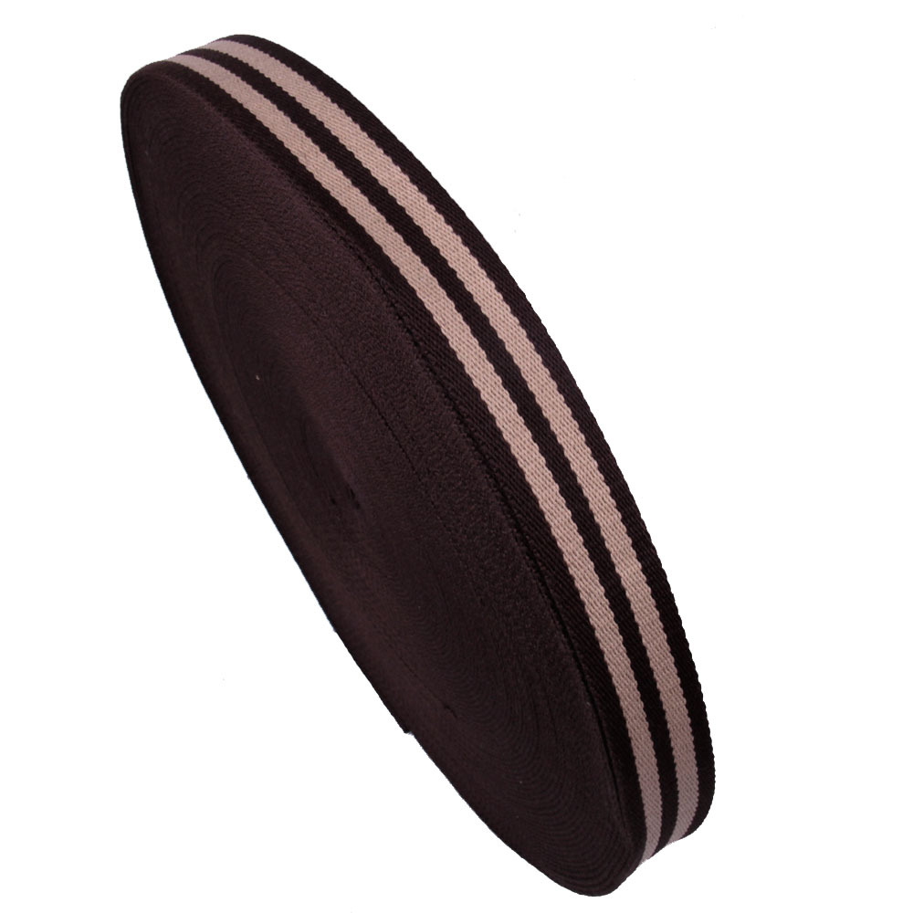 现货 3.8cm 啡杏 斜纹 棉线带啡间米白 涤棉腰带辅料 织带