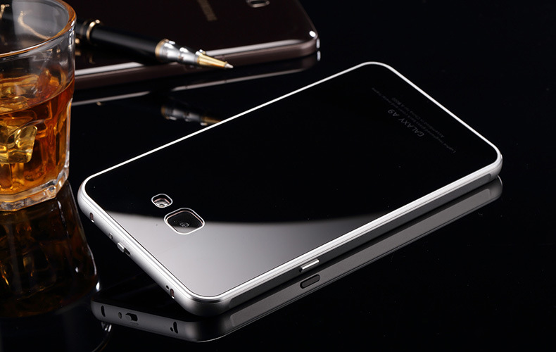 Luphie Aircraft Aluminum Metal Frame 9H Tempered Glass Back Cover Case for Samsung Galaxy A9 A9100 A9000