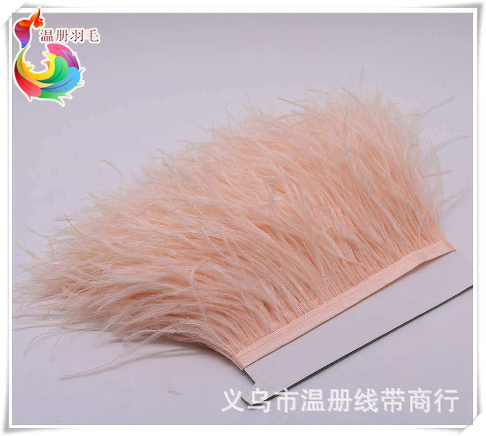 温册羽毛热销12-15cm鸵鸟羽毛布边舞台演出服装饰diy耳环毛毛丝详情图12