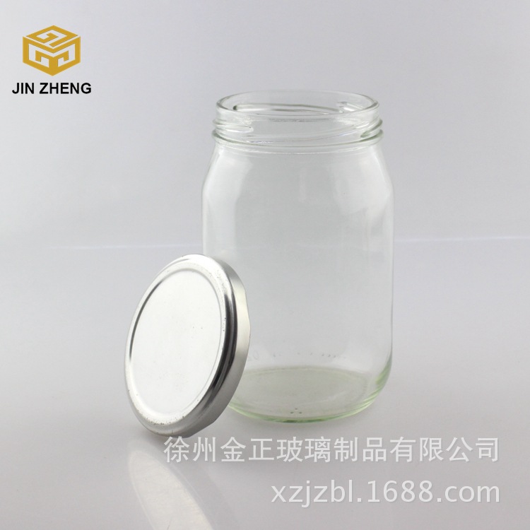 供应450ml700ml直筒圆柱透明蜂蜜玻璃瓶酱菜腌菜玻璃罐密封罐