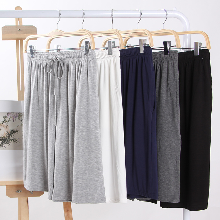 夏季莫代尔五分短裤男士睡裤宽松家居裤男夏季大码睡裤沙滩裤