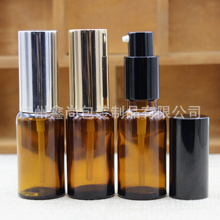 20ml茶色玻璃精油瓶精油调配瓶乳液化妆品按压鸡嘴分装稀释空瓶子