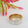 Fashionable golden silver clay stainless steel, wedding ring, European style, diamond encrusted, Aliexpress