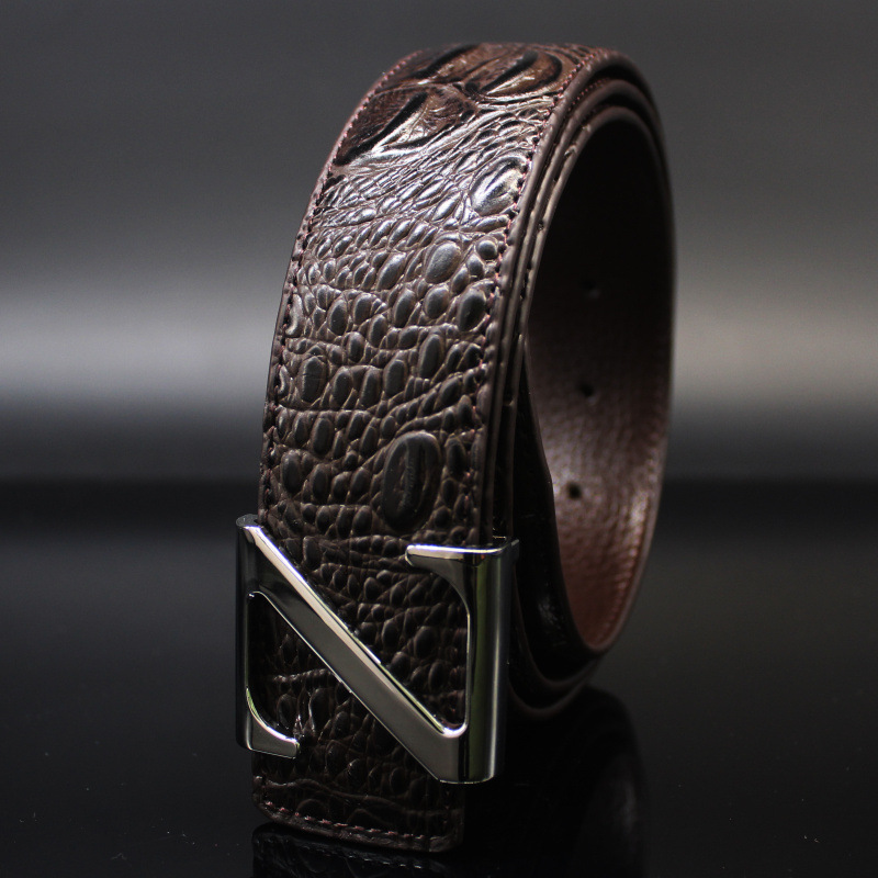 Sabuk Gesper/Ikat/Sabuk Kulit Pria Gesper Crocodile Pola Z Huruf Gesper Online Shop (Tidak Ditentukan) -Internasional