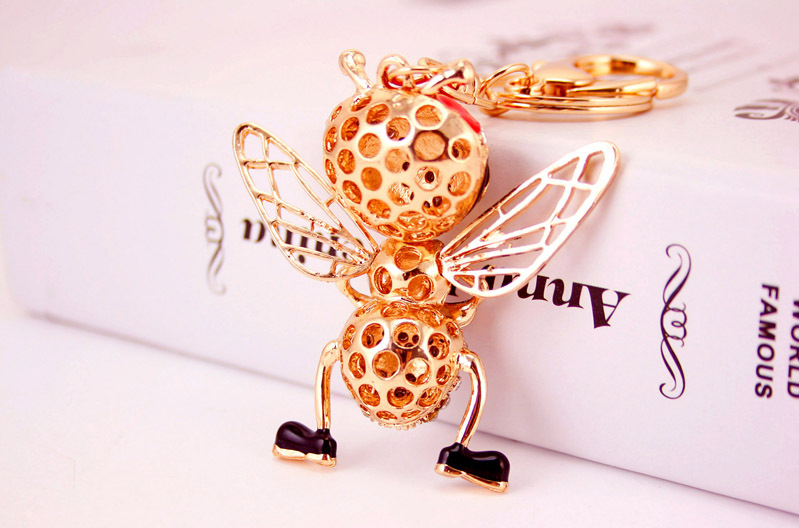 Korean Creative Dripping Craft Cute Bee Keychain Bag Insect Animal Metal Pendant Wholesale display picture 10