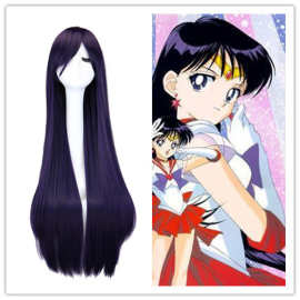 100cm 美少女白鬼院凛凛蝶cos假发《妖狐×仆SS》假毛 黑紫色直发