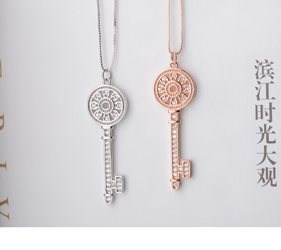 Mode Neue Koreanische Version Von Aaa Zirkon Sonnenblumen Schlüssel Halskette Damen Kurze Halskette 30720502 display picture 5