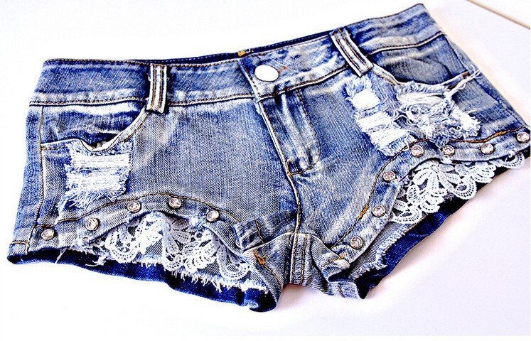 Spring and summer New Denim lace shorts hot pants Korean slim size women's jeans women a generation of hair