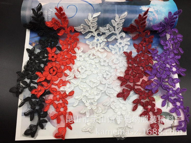 Special car bone embroidery lace lace flower slices big red wine red…