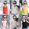 Summer colored summer clothing, children's fashionable spring top with cups, Korean style, round collar, suitable for teen