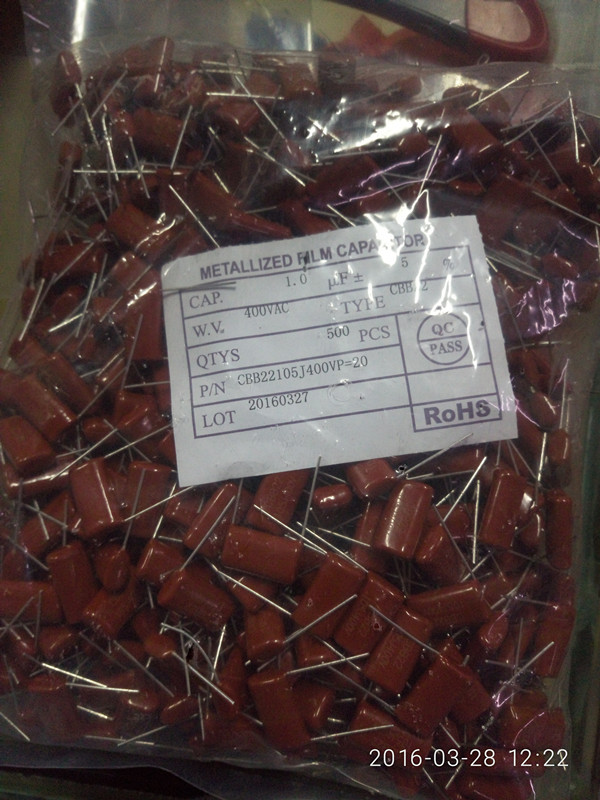 金属膜电容CBB22电容 400V105J 400V0.82UF P=15/20MM