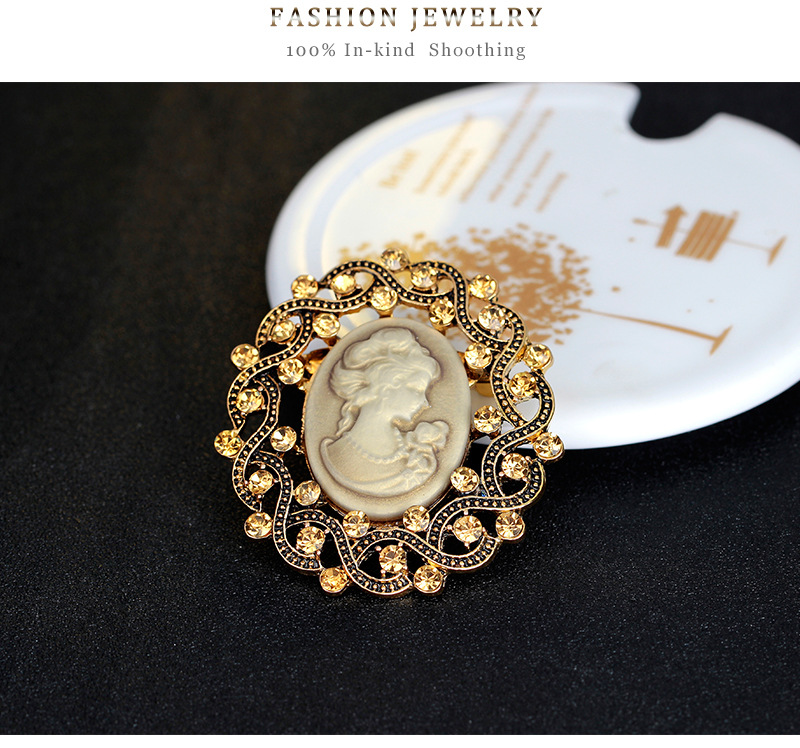 Occident and the United States alloy plating brooch (Ancient gold Af036-B)NHDR1867-Ancient gold Af036-B