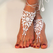 71#白色全棉鈎花腳鏈 舞蹈配飾腳鏈 針織腳鏈 手鈎腳花 腳部裝飾