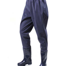 批发松紧下水裤 连体雨裤钓鱼雨鞋男齐腰防水鱼裤加厚皮衩捕鱼裤