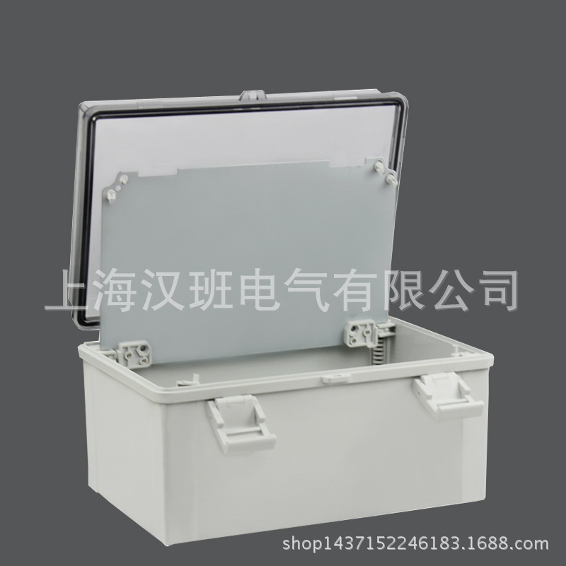 透明盖塑料密封箱400*300*170mm 电气接线箱可开孔带隔门电控箱PC