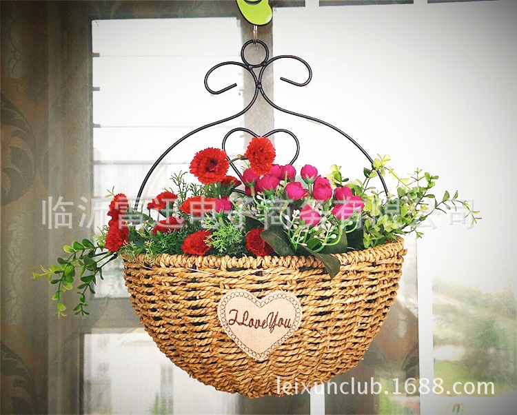 鐵藝草編壁掛花籃