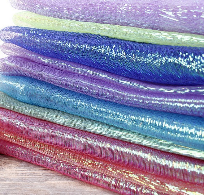 新款七彩纱家纺装饰布 涤纶皱七彩面料 颜色多样 品质保证