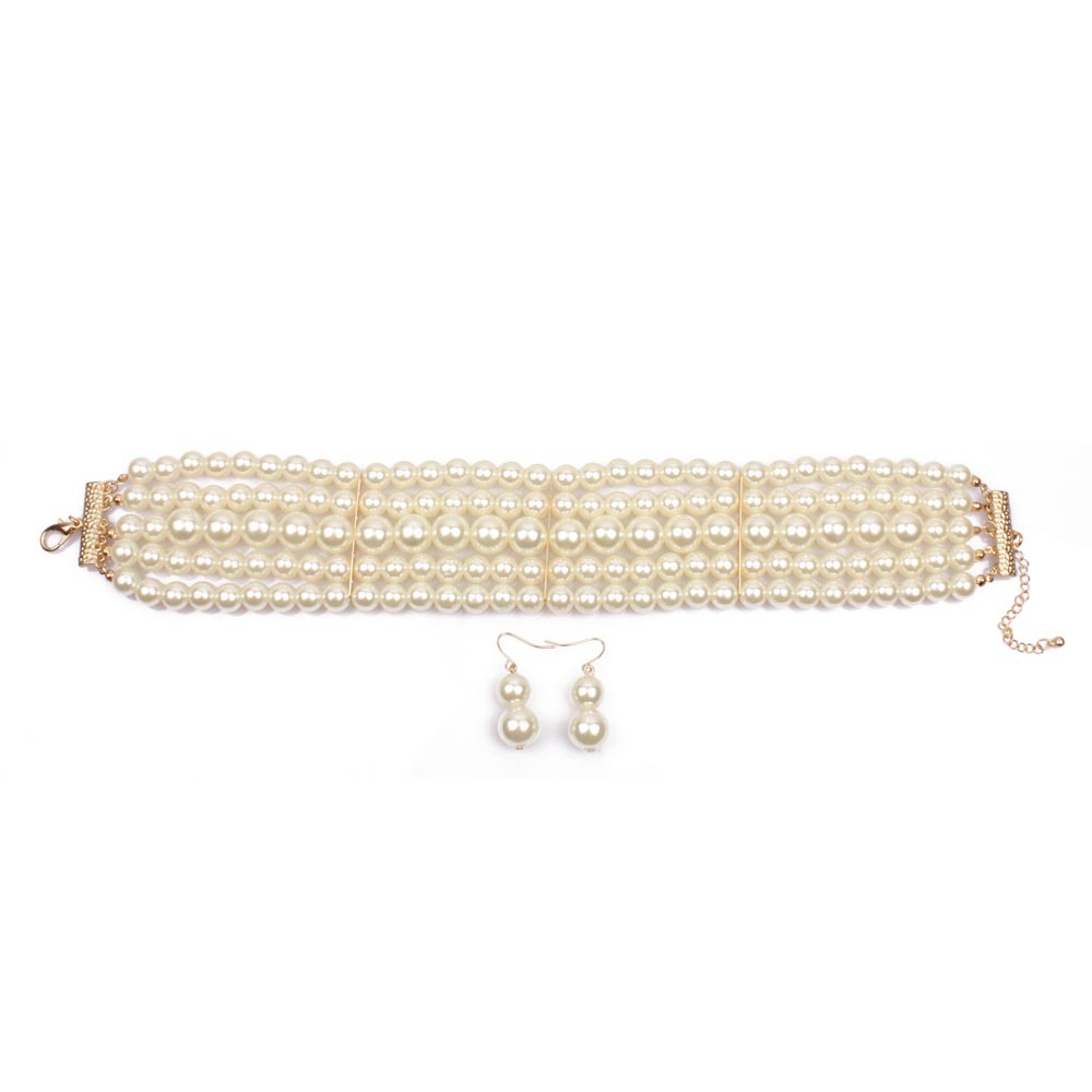 Occident and the United States pearlNecklace Set (Grab black)NHCT0063-Grab black
