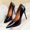 European and American retro thin heel high heel shallow mouth pointed metal stone grain mirror sexy thin nightclub shoes