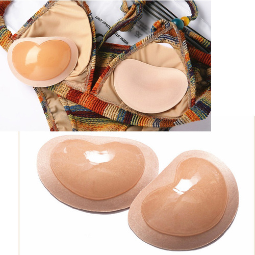 Wholesale with box heart-shaped self-adhesive thickened sponge bikini silicone breast pad swimsuit underwear pad