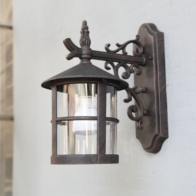 新品欧式复古壁灯田园风户外壁灯防水防晒圆形室外装饰壁灯阳台灯