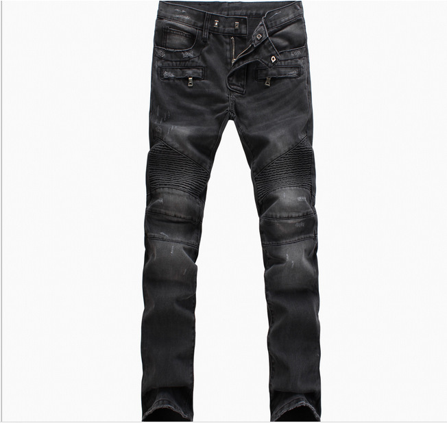 Herren Slim Fit Straight Leg Motorradjeans Für Herren Hellfarbig_voghion.com