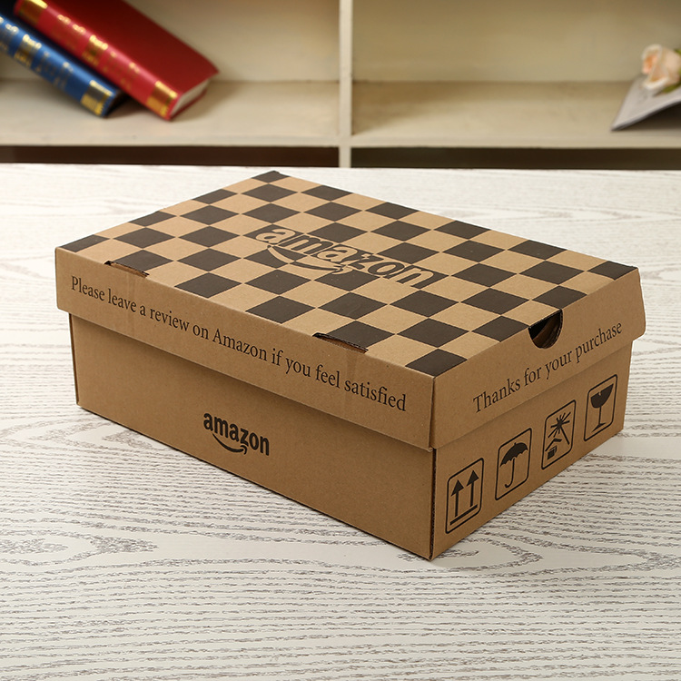 定做批发网店货源鞋子包装打包牛皮瓦楞翻盖收纳纸盒