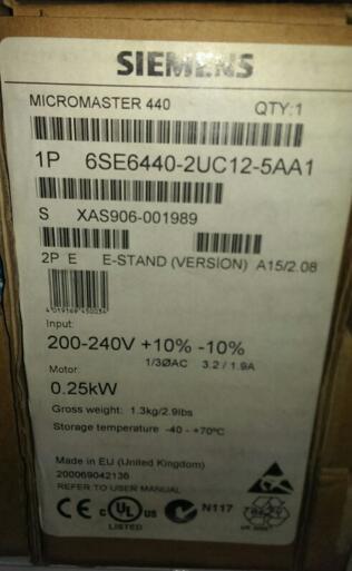 ԭװ6SE6440-2UC12-5AA1������MM440��Ƶ��0.25KW 220V ���˲���