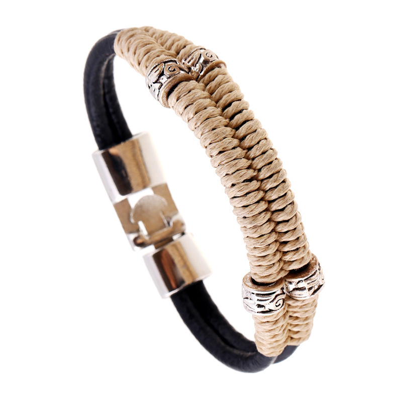 Explosive Retro Hand Gewebte Rindsleder Armband Neue Schmuck Großhandel Herren Leder Armband Großhandel display picture 5